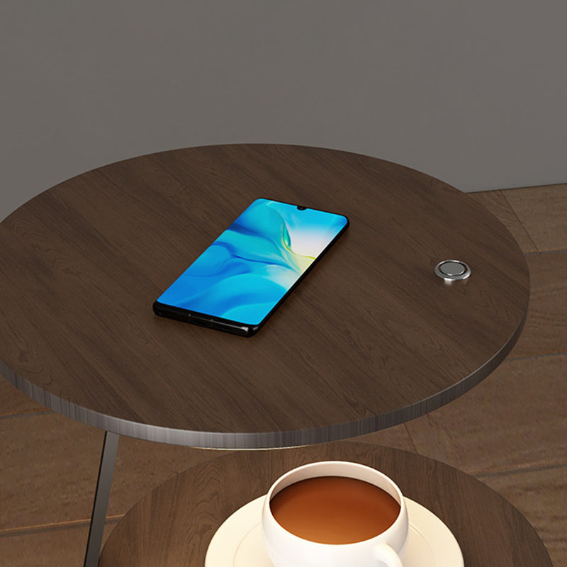 Nordic Walnut Nightstand With Wireless Charging — With Mobile Phone Wireless Charging / Marble - White / Infinitely Dimmable - 110V-120V For US/CA