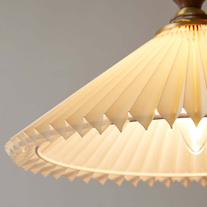 Vintage Pleated Fabric Conical Pendant Light
