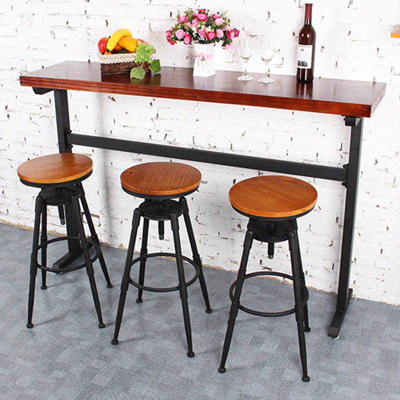 Vintage Round Wood Iron Bar Stool
