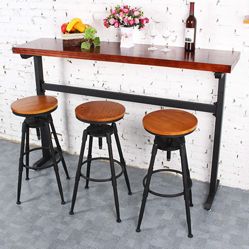 Vintage Round Wood Iron Bar Stool