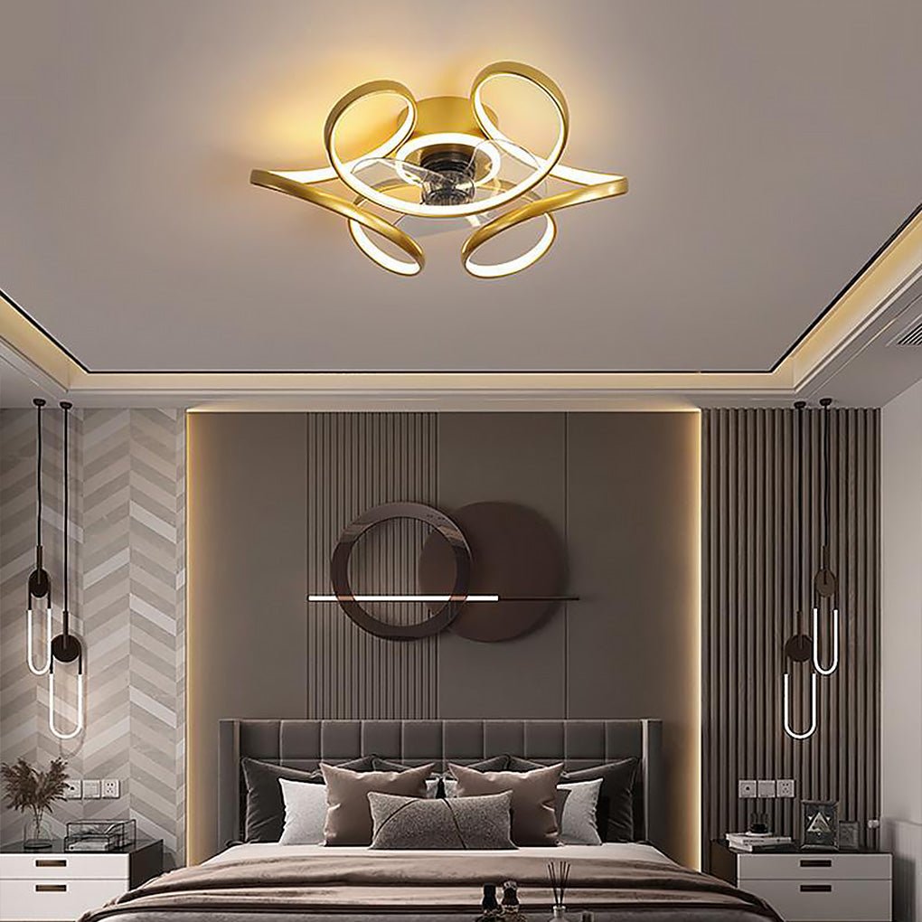 18" Flower Shaped Modern Ceiling Fans Light with Remote Chandelier with Fan-Lighom