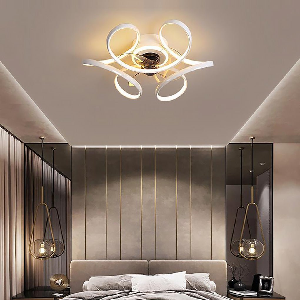 18" Flower Modern Ceiling Fan Chandelier with Remote
