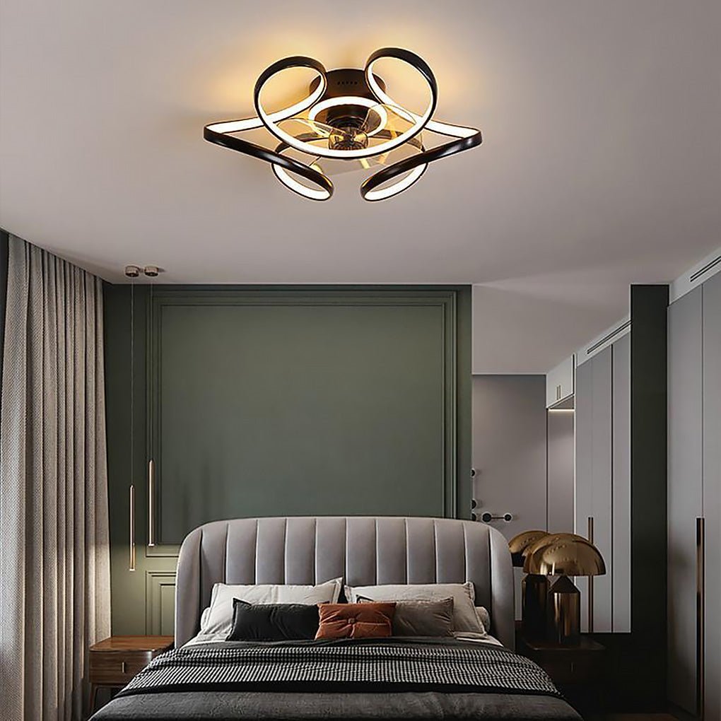 18" Flower Shaped Modern Ceiling Fans Light with Remote Chandelier with Fan-Lighom