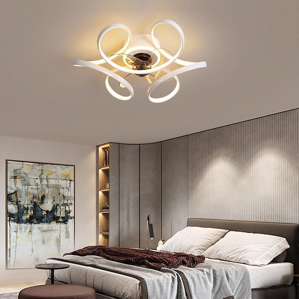 18" Flower Modern Ceiling Fan Chandelier with Remote