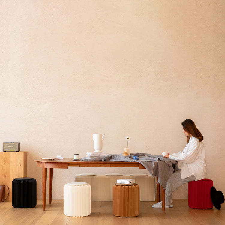 Scandinavian Cylinder PU Leather Foldable Footstool