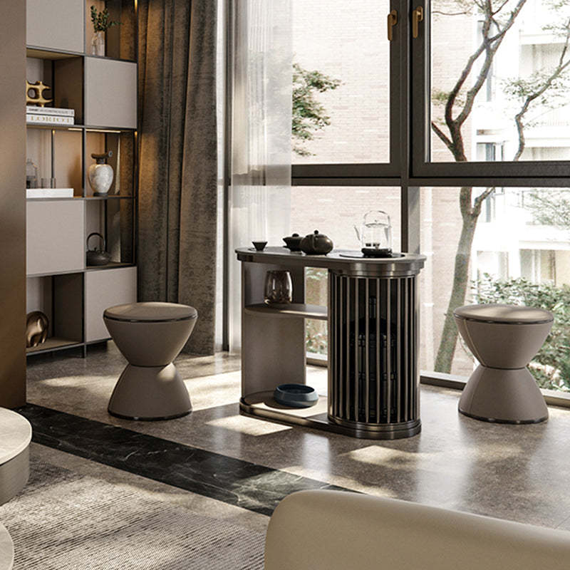 Minimalist Hourglass Leather Steel Stool