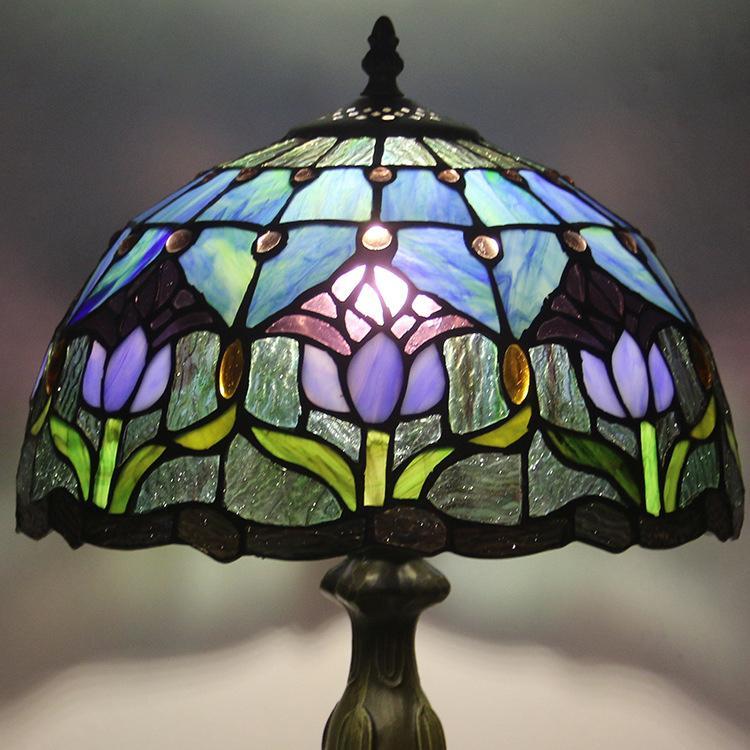 European Tiffany Stained Glass Table Lamp