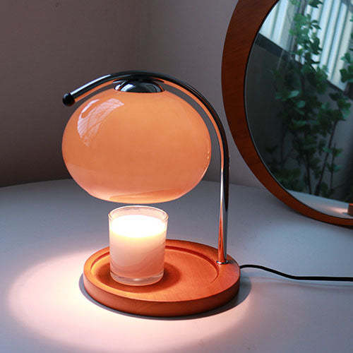 Vintage Glass Dome Solid Wood Melting Wax Table Lamp