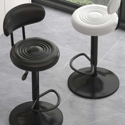 Contemporary Leather Swivel Bar Stool Height Adjustable — Red Seat + Silver Base