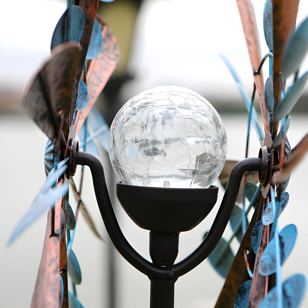 Vintage Iron Wind Spinner Garden Stake Lights - 2-Pack Solar Pathway Decor-Lighom
