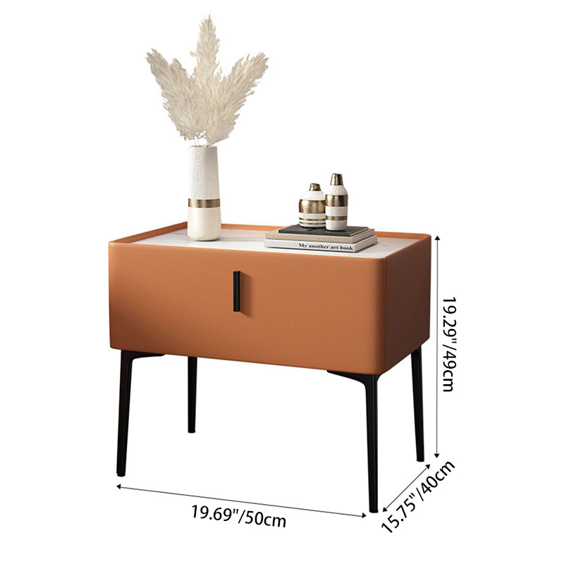 Scandinavian Wood Nightstand Wireless Charging — Ordinary / Orange