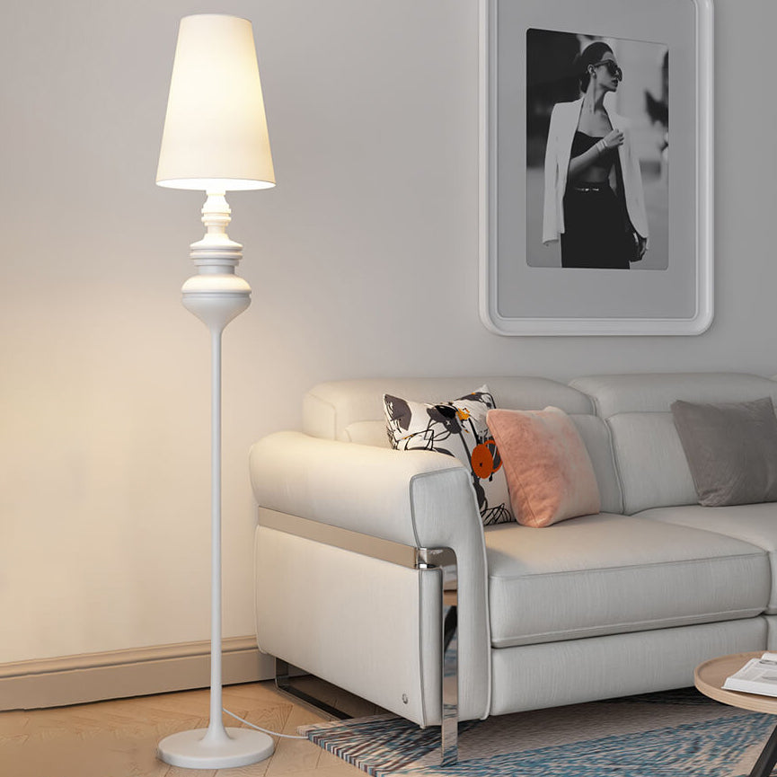 Transitional Fabric Cone Iron Floor Lamp