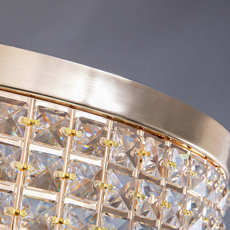 Modern Round Iron Crystal Beads 6/9-Light Flush Mount