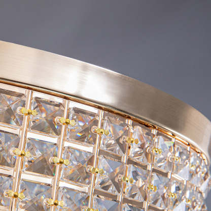 Modern Round Iron Crystal Beads 6/9-Light Flush Mount