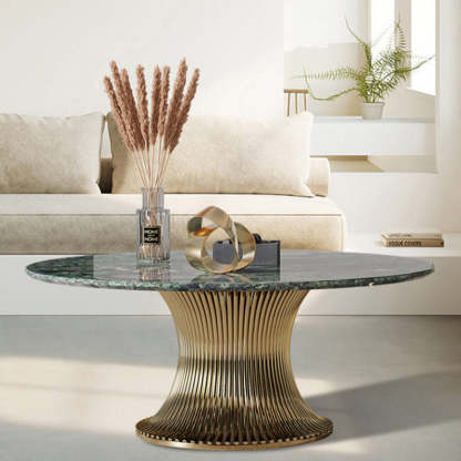 Contemporary Marble Steel Coffee Table Set