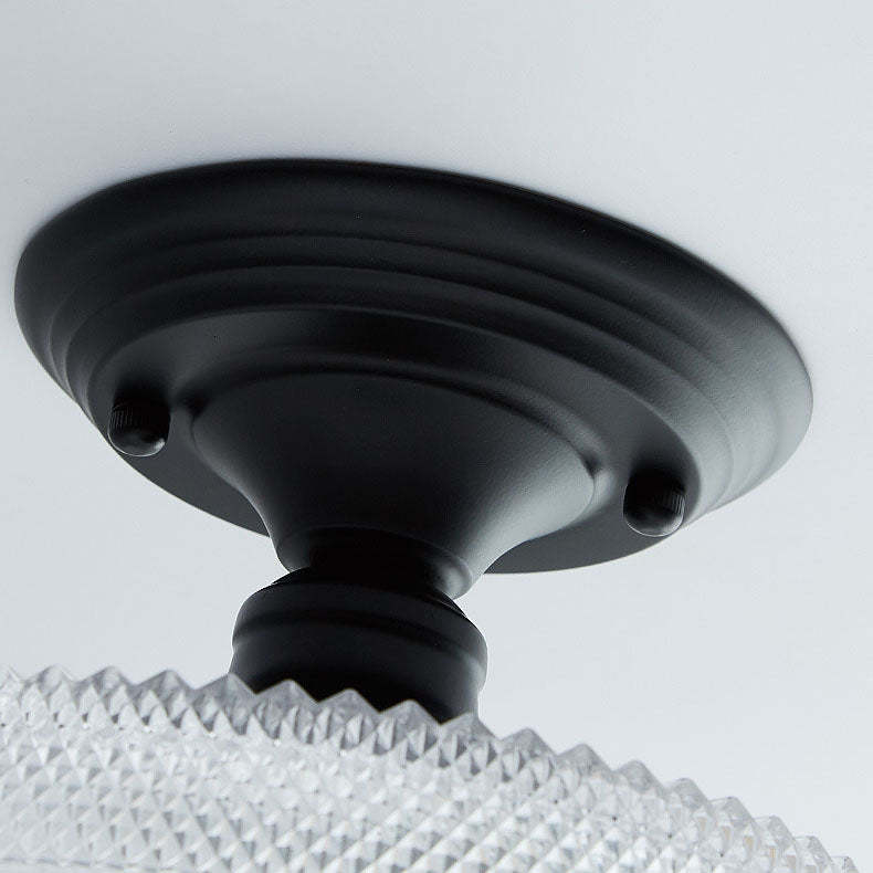 Nordic Vintage Glass Floral Geometry Semi-Flush Light