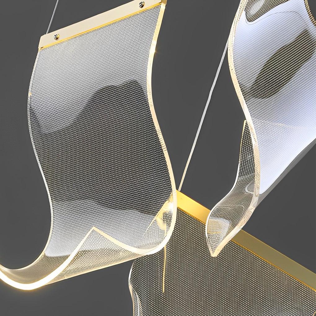 Lighom modern curled irregular gold chandeliers in acrylic synthetic metal