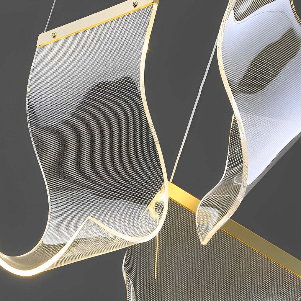 Lighom modern curled irregular gold chandeliers in acrylic synthetic metal