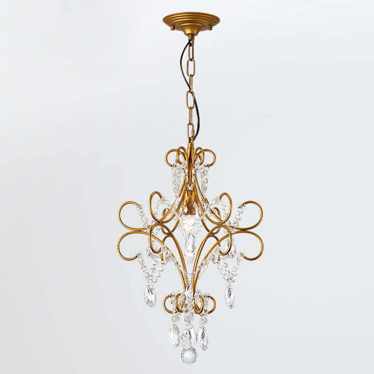 Vintage Luxe Crystal Candle Chandelier — 1 Light / Black / 220V-240V For UK/AU