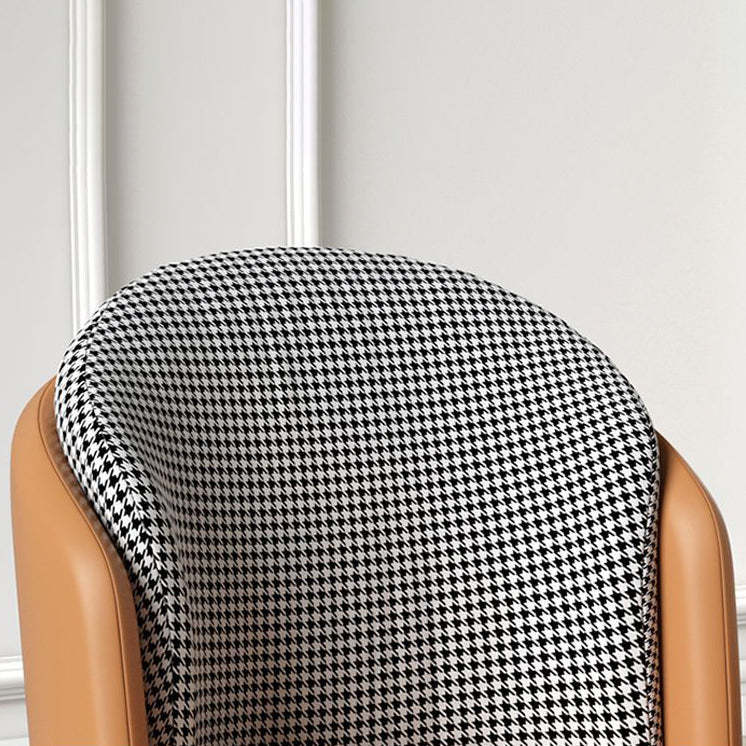 Nordic Leather Fabric Iron Wraparound Dining Chair — Gray Backrest & Orange Seat - Leather