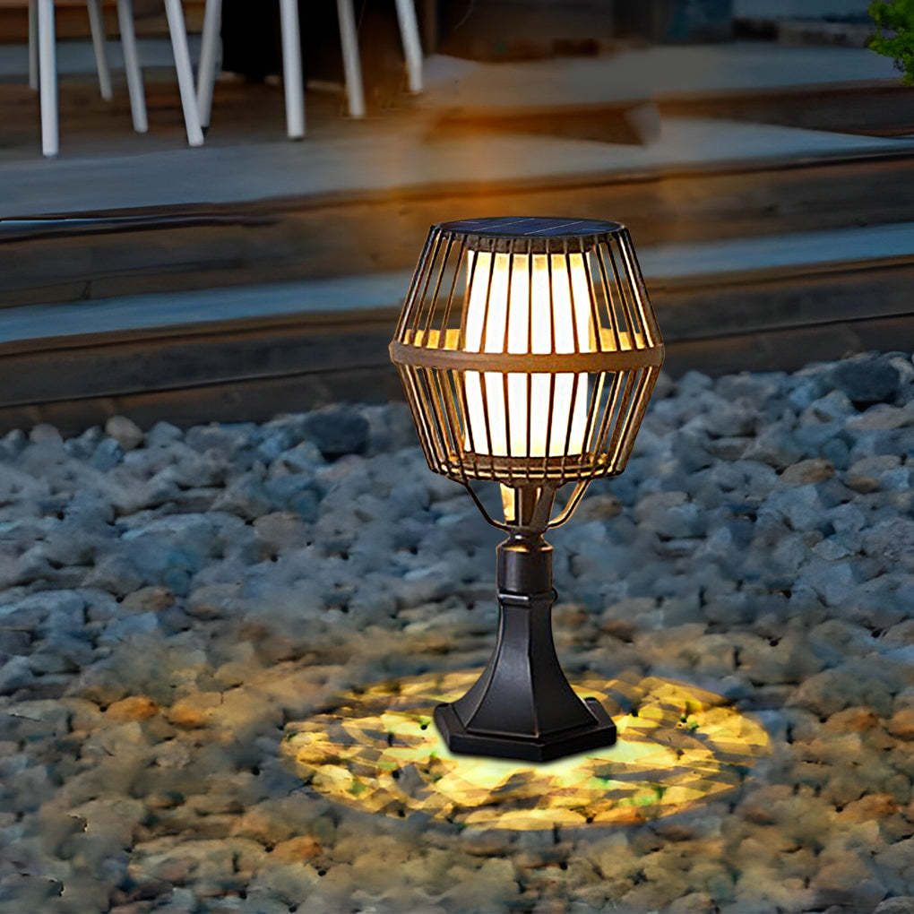 Waterproof Aluminum LED Matte Black Modern Solar Outdoor Lights Lanterns-Lighom