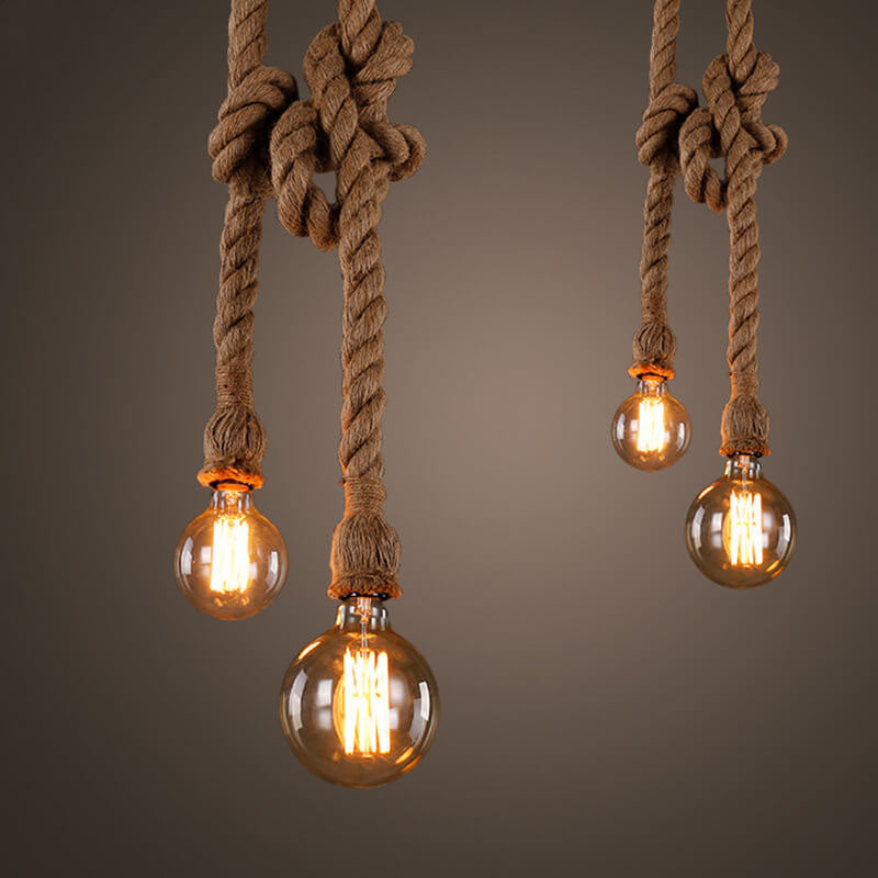 Industrial Hemp Rope Hanging Pendant Light