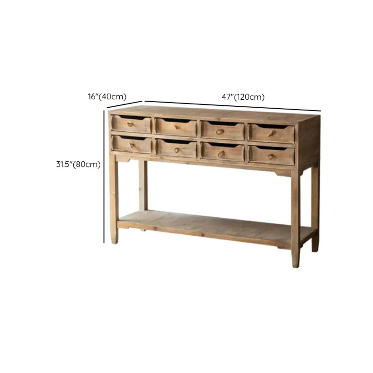 Rectangular Weathered Pine Storage Console Table