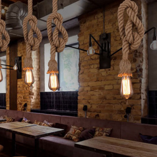 Lighom industrial hemp rope metal pendant lighting — 1-Light / 220V-240V (UK/AU)