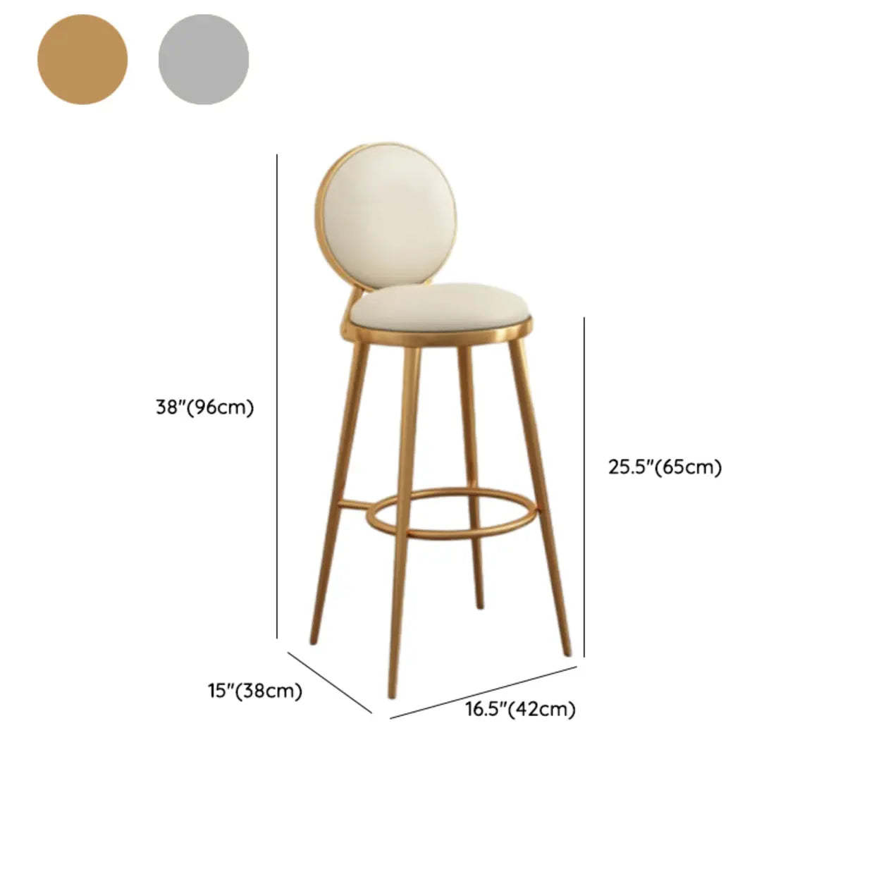 Modern Round-Back Metal Counter Bar Stool — Dark Gray / Silver