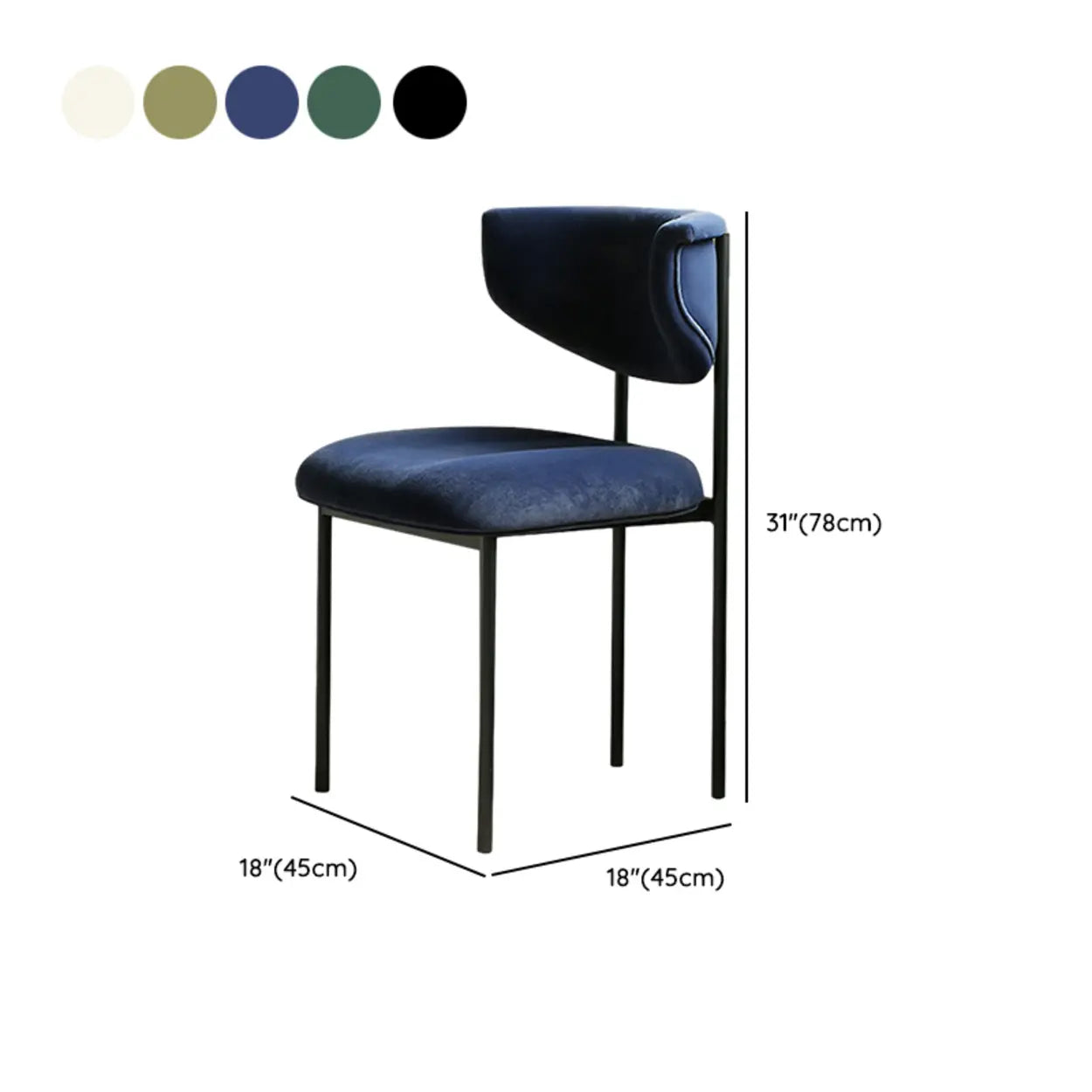 Upholstered Metal Open Low-Back Armless Dining Chair