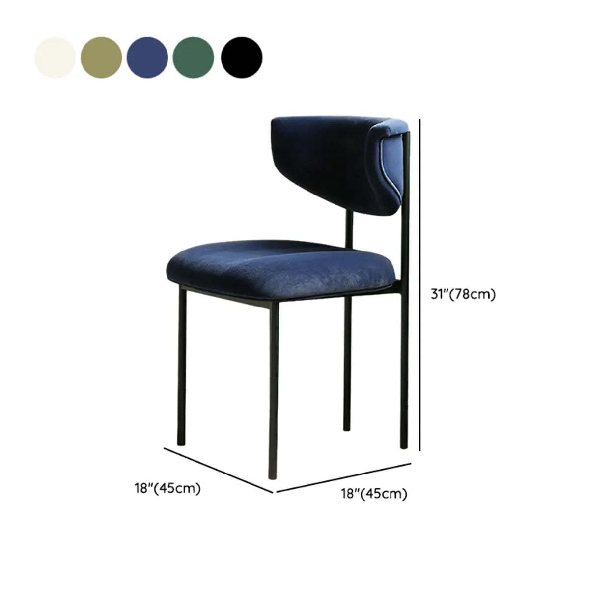 Upholstered Metal Open Low-Back Armless Dining Chair