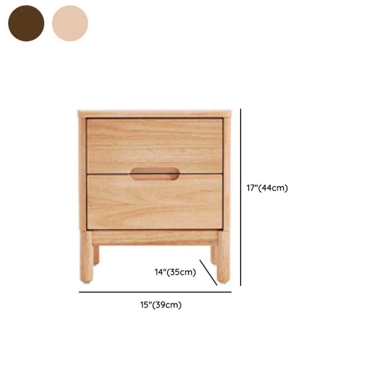 Nut-Brown Rectangular Natural Wood Nightstand
