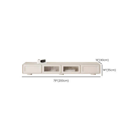 Trendy White Wood Drawer Cabinet TV Stand
