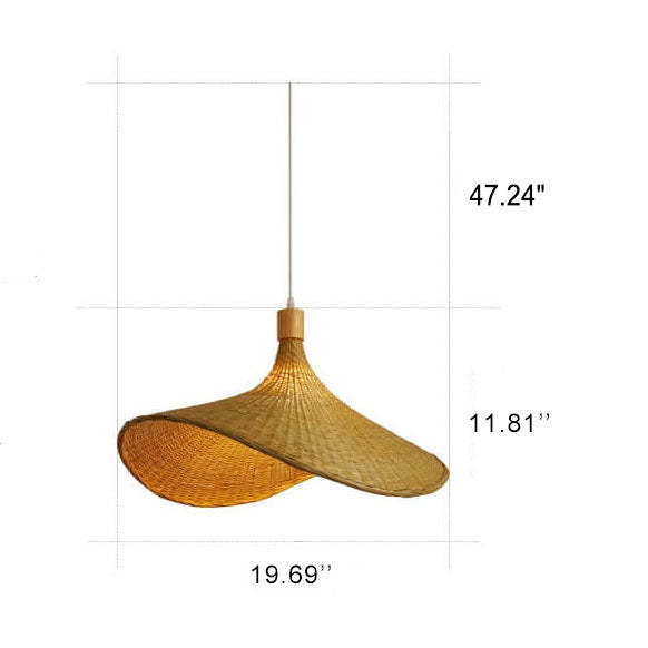 Woven Bamboo Straw Hat Pendant Light