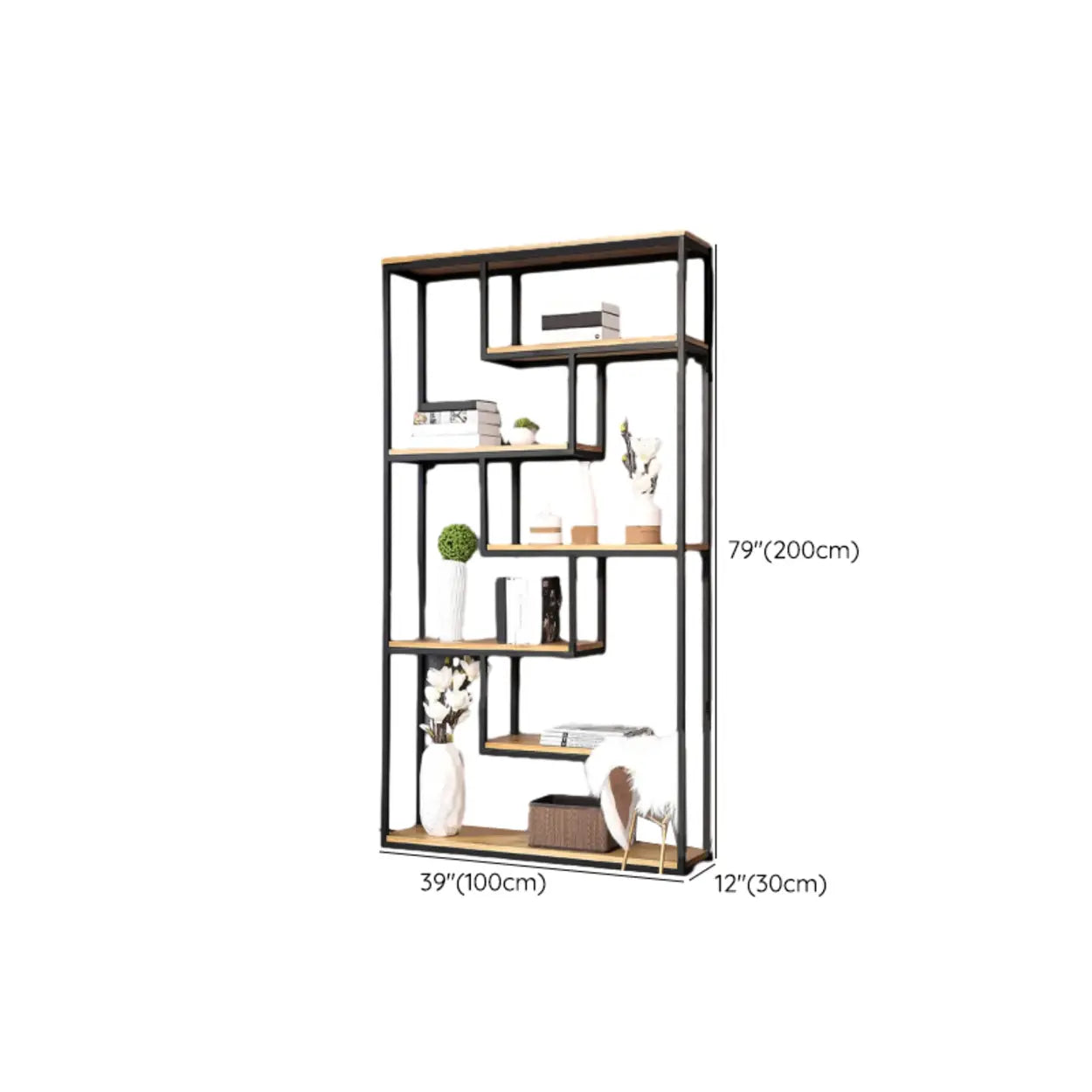 Fashion Black Iron Vertical Display Bookshelf
