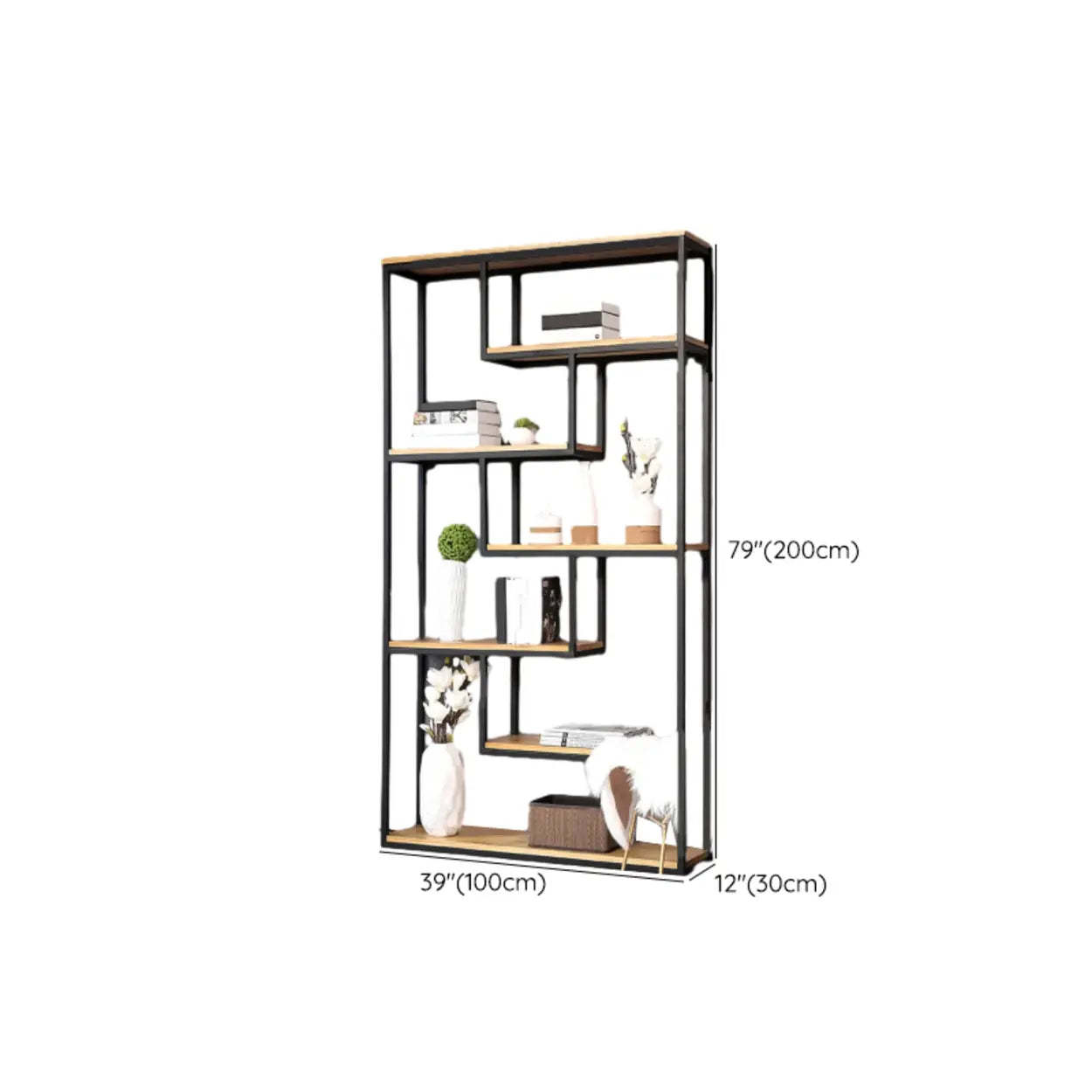 Fashion Black Iron Vertical Display Bookshelf