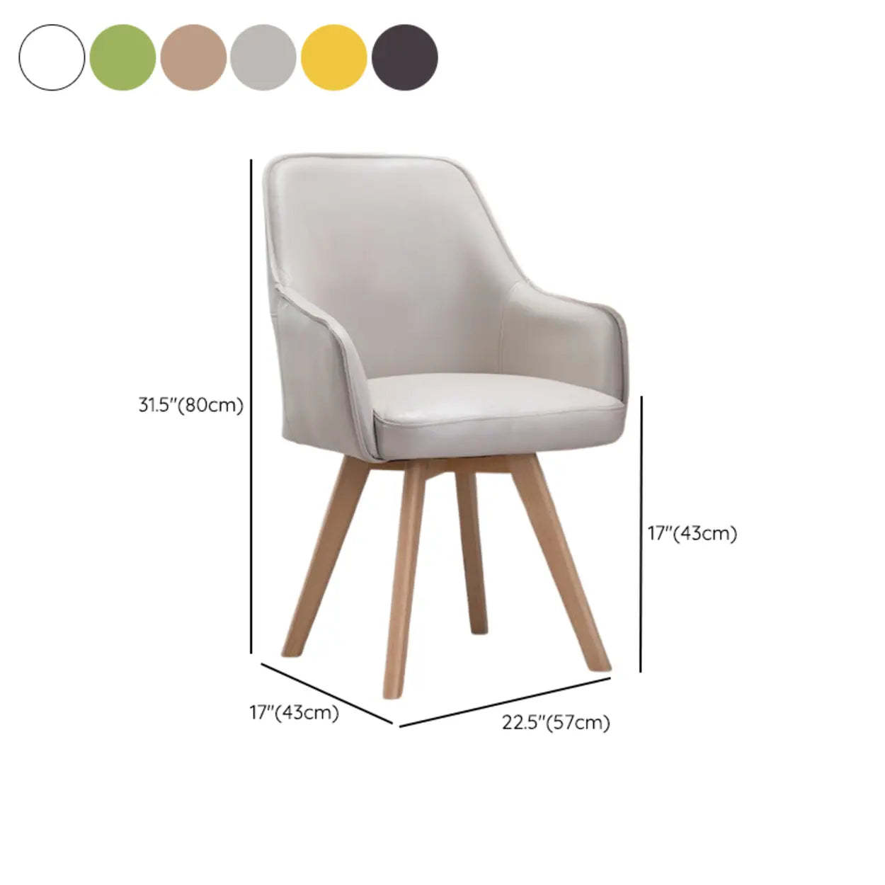 Modern Leather Swivel Dining Chair with Wood Legs