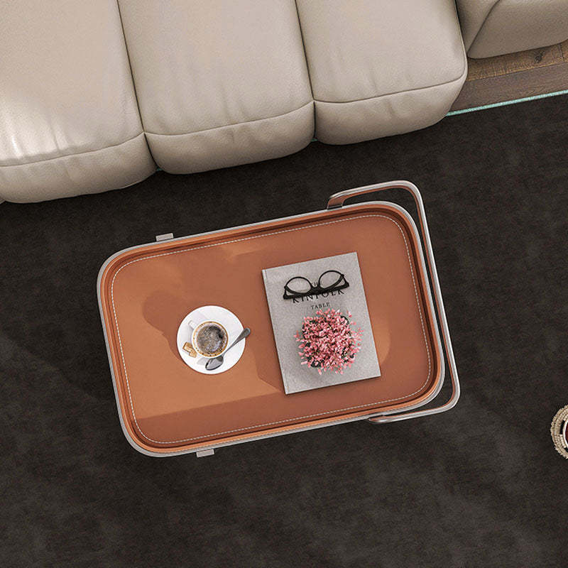 Luxury Rectangular Leather Steel Coffee Table
