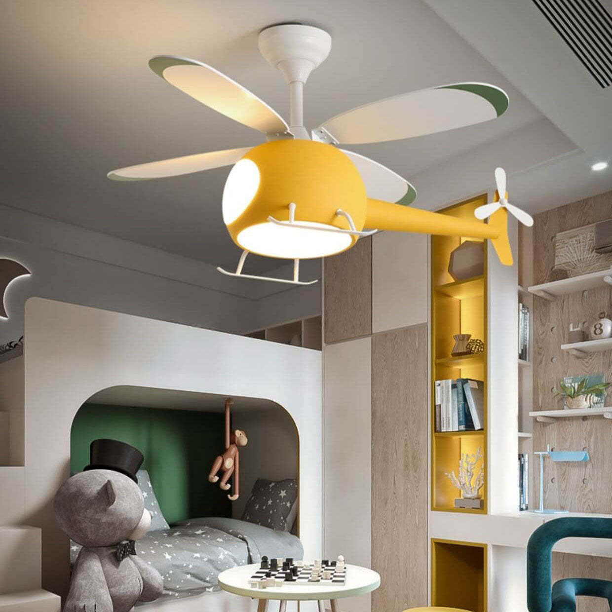 Simple Cartoon Aircraft LED Ceiling Fan Light