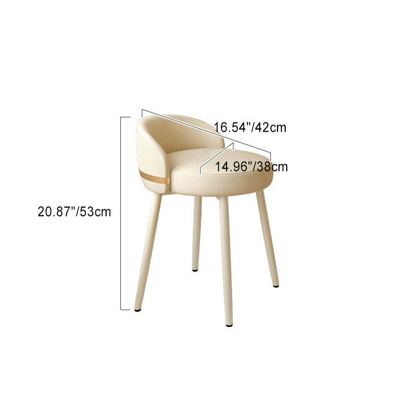 Scandinavian Round Leather Swivel Vanity Stool — Swivel / White Seat + Gold Legs