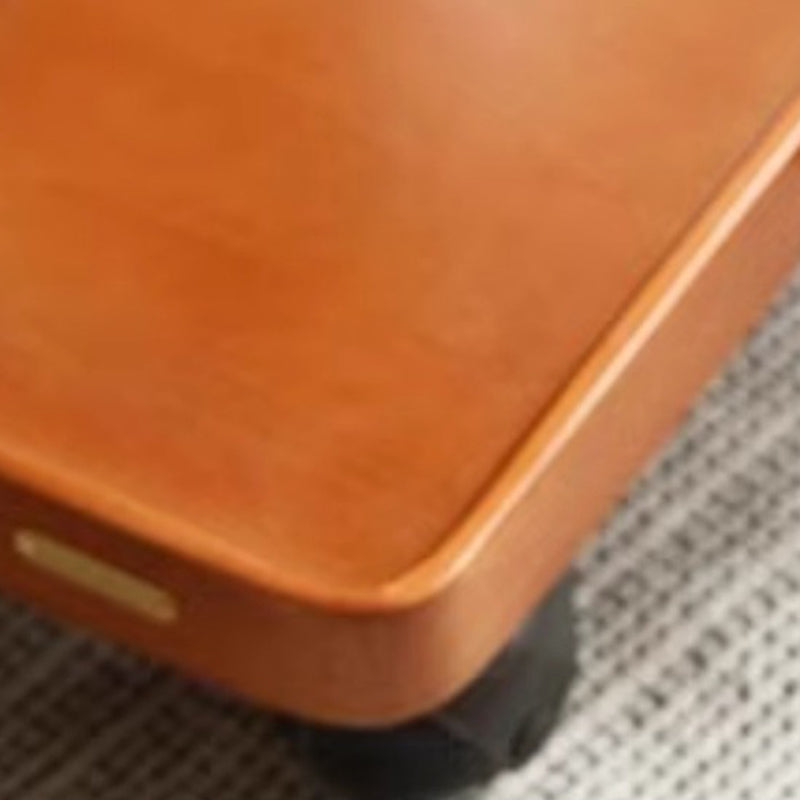 Retro Rubber Wood Stainless Steel Movable Side Table 2-Tier