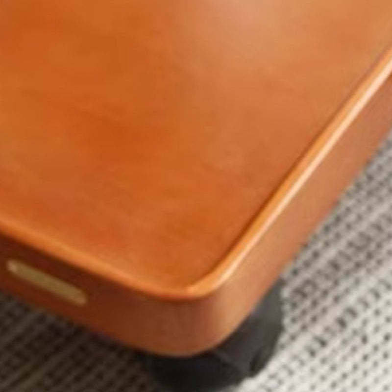 Retro Rubber Wood Stainless Steel Movable Side Table 2-Tier