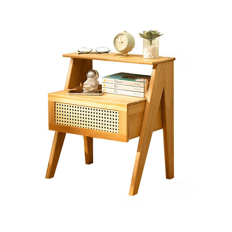 Contemporary Rectangular Wood 1-Drawer End Table