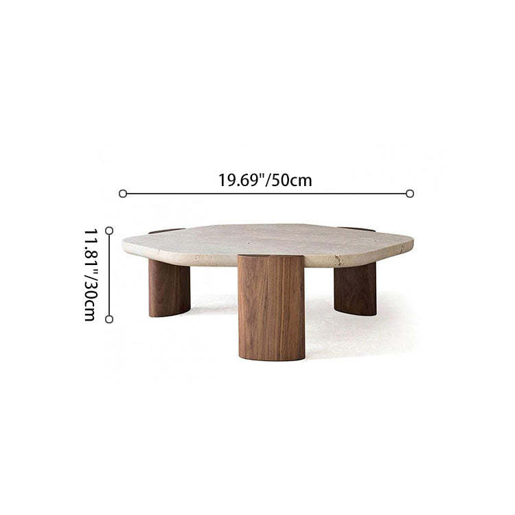 Nordic Hexagon Travertine Wood Coffee Table