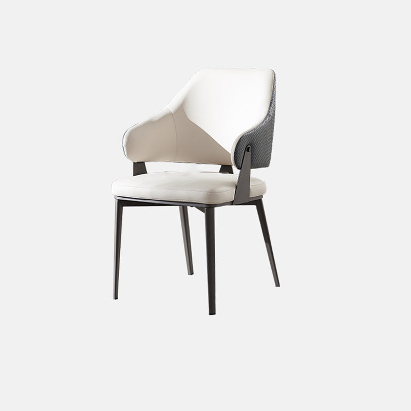 Scandinavian Leather Steel Lozenge Dining Chair