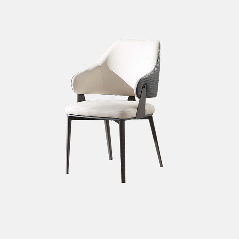Scandinavian Leather Steel Lozenge Dining Chair