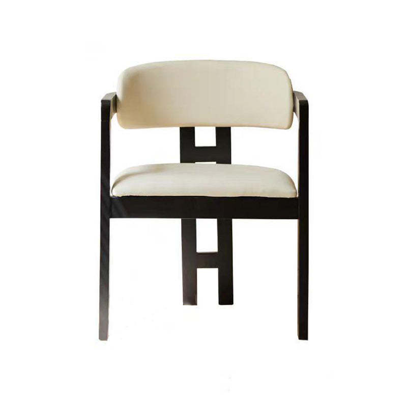 Scandinavian Bent Leather Wood Dining Armchair