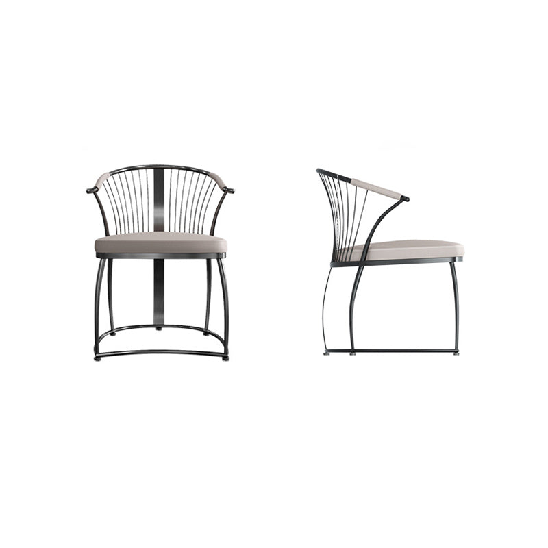 Contemporary Curved Steel Leather Chair