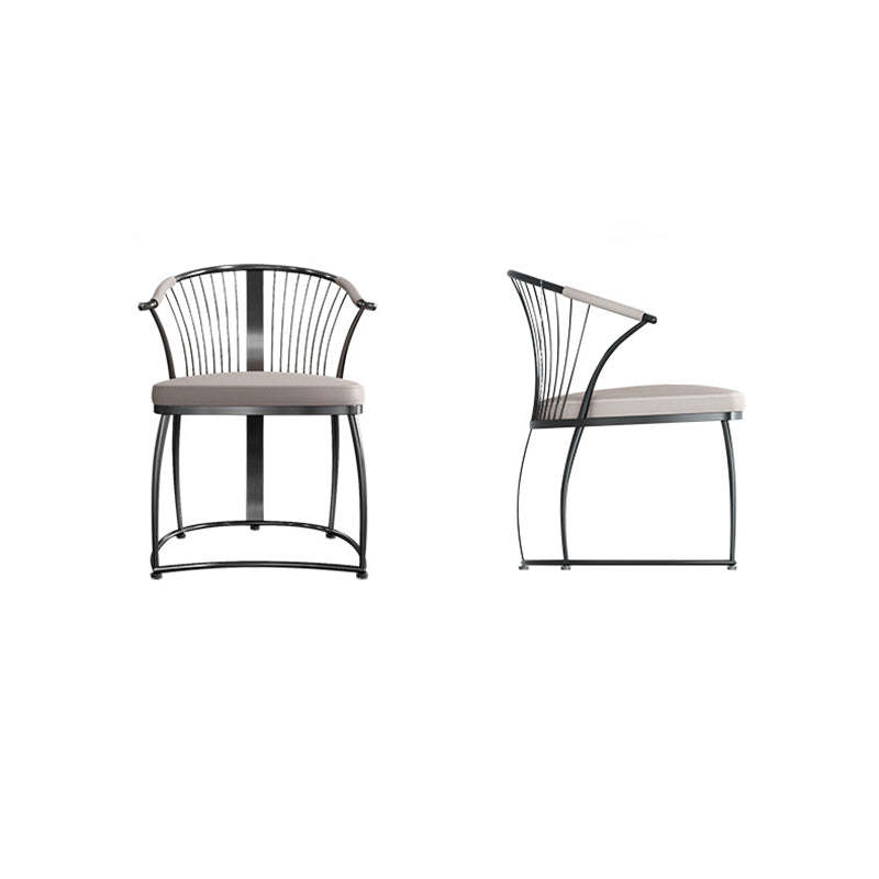 Contemporary Curved Steel Leather Chair