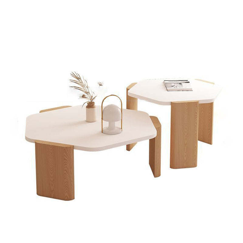 Contemporary Hexagonal Oak Plank End Table